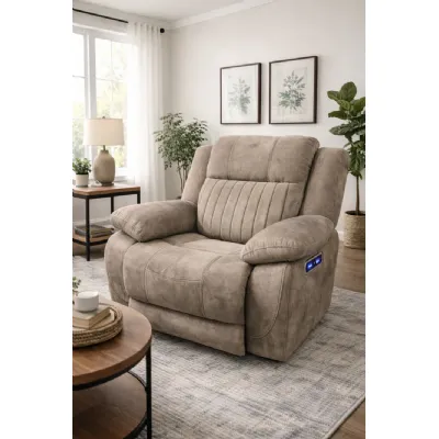 Modern Brown Fabric Electric Recliner Chair with USB Charging