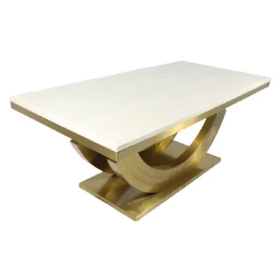 Modern Large Rectangular 200cm White Marble Dining Table