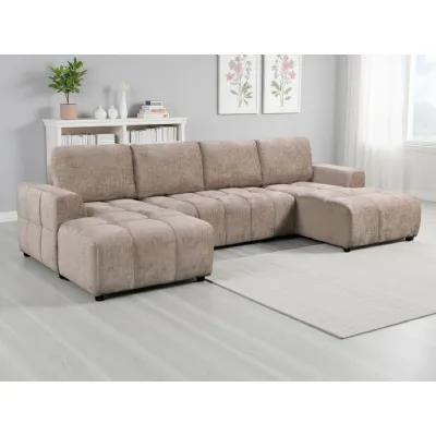 Beige Fabric Large U Shape Luxury Sofa Bed with Storage