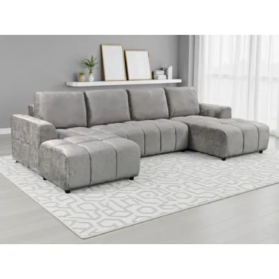 Grey Fabric Large U Shape Luxury Sofa Bed with Storage
