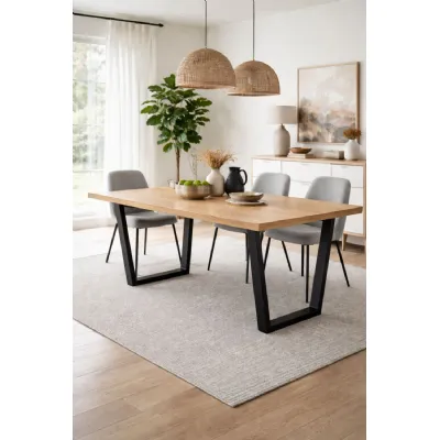 Modern Large Rectangular 1.8m Oak Effect Top Dining Table