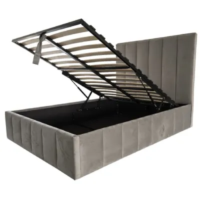 Modern Large 5ft King Size Grey Velvet Gas Lift Ottoman Bed