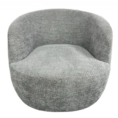 Modern Grey Boucle Swivel Tub Chair with 360 Degree Rotation