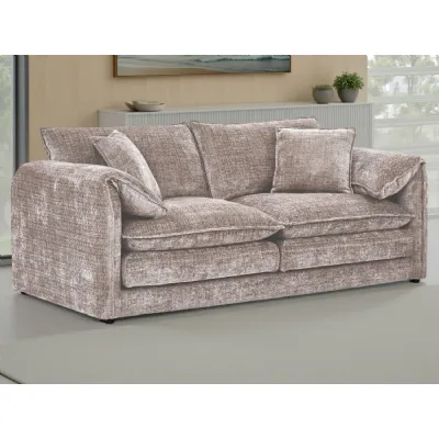 Beige Chenille Fabric 3 Seater Sofa Standard Back