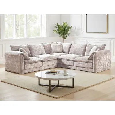 Beige Chenille Fabric Large Scatter Back Corner Sofa