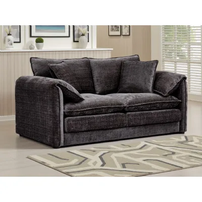 Black Chenille Fabric 2 Seater Sofa Standard Back