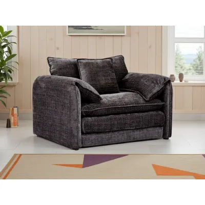 Black Chenille Fabric Armchair Standard Back