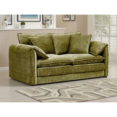 Green Chenille Fabric 2 Seater Sofa Standard Back