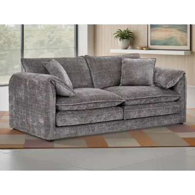 Grey Chenille Fabric 3 Seater Sofa Standard Back