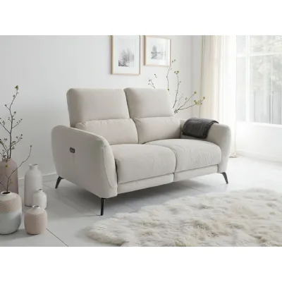 Beige Fabric 2 Seater Full Back Electric Recliner Sofa
