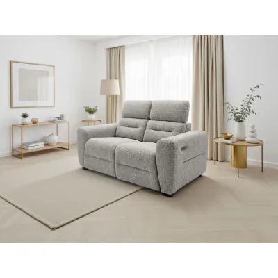 Grey Boucle Fabric 2 Seater Electric Recliner Sofa with USB