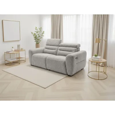 Grey Boucle Fabric 3 Seater Electric Recliner Sofa with USB