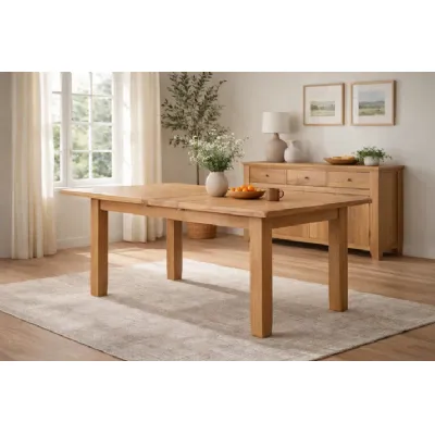 Modern Oak Rectangular Extending Dining Table 120 to 150 cm
