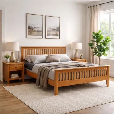 Traditional Oak 5ft King Size Slatted Bed