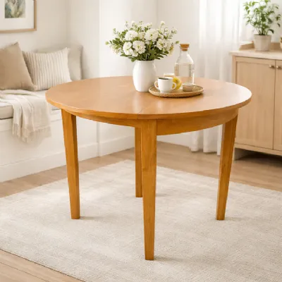 Modern Oak Natural Finish Half Moon Extending Dining Table