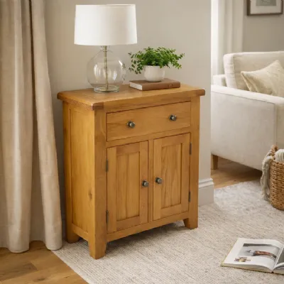 Natural Oak Mini Sideboard with 1 Drawer and 2 Door Cupboard