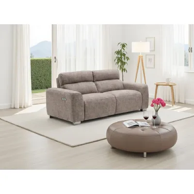 Beige Fabric 3 Seater Electric Recliner Standard Back Sofa
