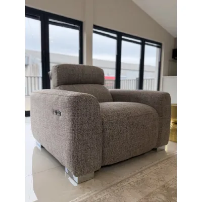 Beige Fabric Electric Recliner Standard Back Armchair