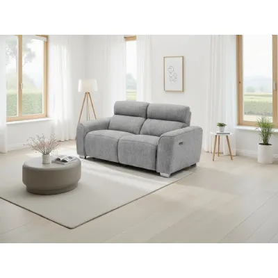 Grey Fabric 2 Seater Electric Recliner Standard Back Sofa