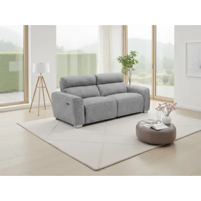 Grey Fabric 3 Seater Electric Recliner Standard Back Sofa