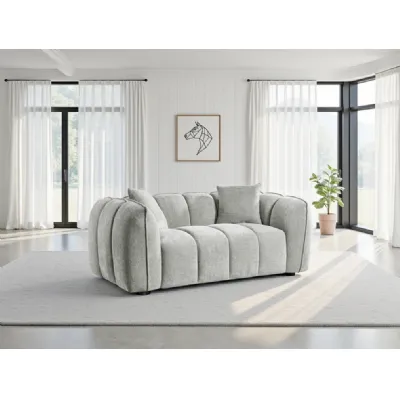 Grey Fabric Channel Tufted 2 Seater Sofa