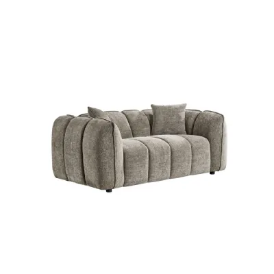 Mocha Fabric Channel Tufted Design 2 Seater Sofa