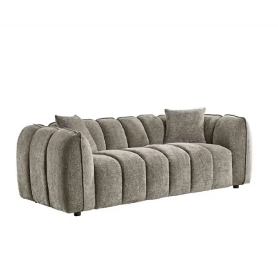 Mocha Fabric Channel Tufted Design 3 Seater Sofa