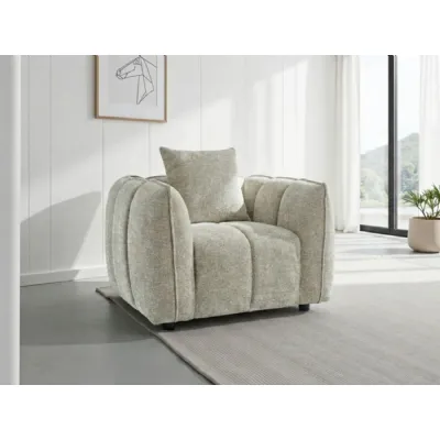 Beige Fabric Tufted Design Armchair Pillow Back