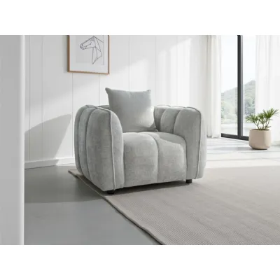 Grey Fabric Tufted Design Armchair Pillow Back