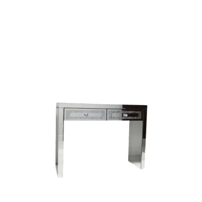 Silver Mirrored Dressing Table with 3 Crushed Crystal Drawers