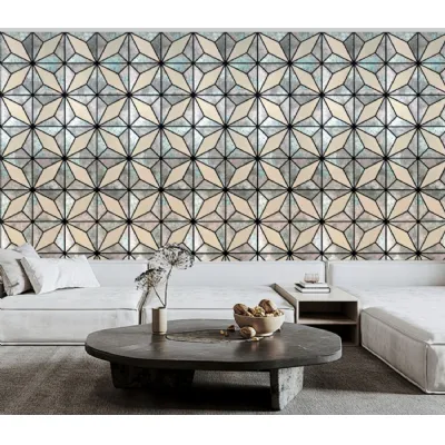 Set of 4 Modern Decorative Antique Metallic Grey Acoustic Wall Panels 240cm