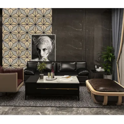 Set of 4 Modern Decorative Antique Metallic Gold Acoustic Wall Panels 240cm