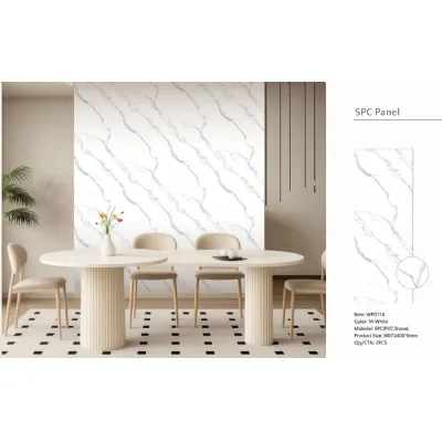 Set of 2 Modern Decorative White Marble PVC Wall Boards 240cm