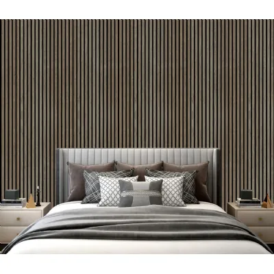 Set of 4 Modern Decorative Dark Oak Acoustic Wall Panels 240cm