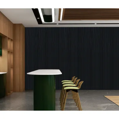 Set of 4 Modern Decorative Black Acoustic Wall Panels 240cm