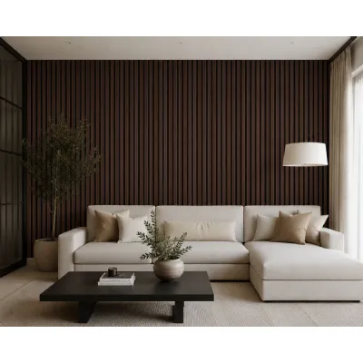 Set of 4 Modern Decorative Smoked Oak Acoustic Wall Panels 240cm