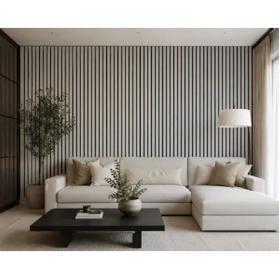 Set of 4 Modern Decorative Concrete Acoustic Wall Panels 240cm