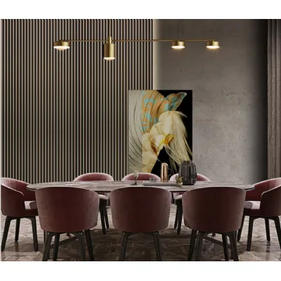 Set of 4 Metallic Brown Acoustic Slatted Decorative Wall Panels with Wood Effect Finish