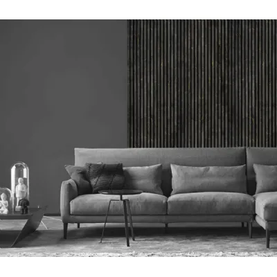 Set of 4 Modern Decorative Gold and Black Marble Acoustic Wall Panels 240cm