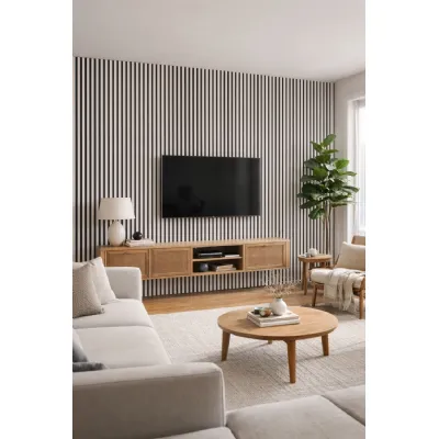 Set of 4 Modern Decorative White Acoustic Wall Panels 240cm