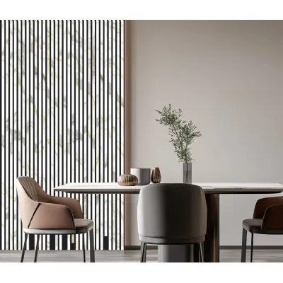 Set of 4 Modern Decorative Gold and White Marble Acoustic Wall Panels 240cm