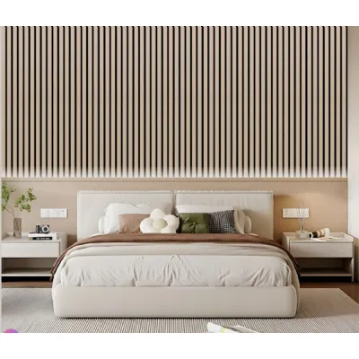 Set of 3 Modern Decorative Oak Acoustic Wall Panels 280cm