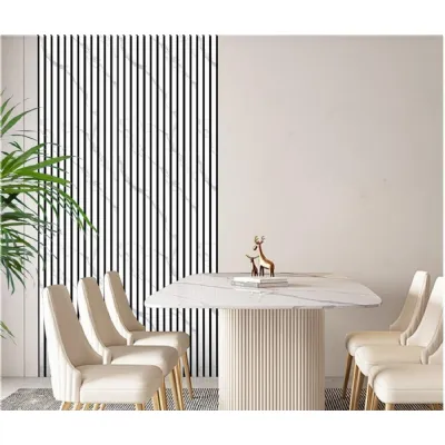 Set of 3 Modern Decorative White Marble Acoustic Wall Panels 280cm