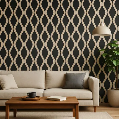 Set of 4 Modern Decorative Light Oak Wavy Acoustic Wall Panels 240cm