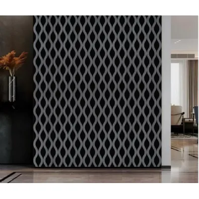 Set of 4 Modern Decorative Dark Grey Wavy Acoustic Wall Panels 240cm