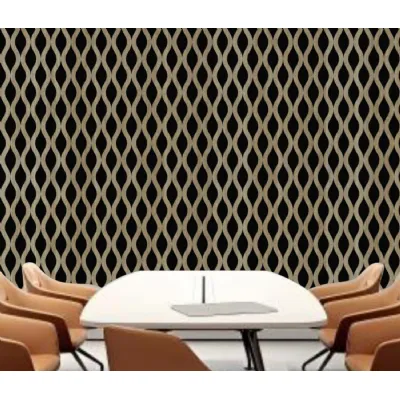 Set of 4 Modern Decorative Dark Oak Wavy Acoustic Wall Panels 240cm