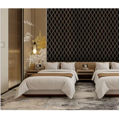 Set of 4 Modern Decorative Walnut Wavy Acoustic Wall Panels 240cm