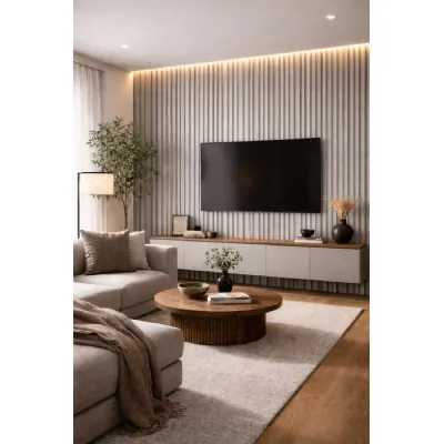 Set of 4 Modern Decorative Light Grey Acoustic Wall Panels 240cm