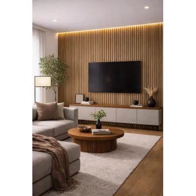 Set of 4 Modern Decorative Dark Oak Acoustic Wall Panels 240cm