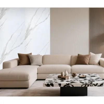 Set of 4 Modern Decorative White Marble PVC Wall Boards 240cm
